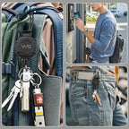 WSJSKMWQ 2-Pack Retractable Keychain, Heavy Duty Badge Reel with Id Badge Holder, Carabiner Key Chain with 31.5" Steel Retractable Cord for Work and Tactical