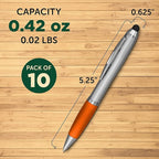 DISCOUNT PROMOS Stylus Ballpoint Pens Set of 10, Bulk Pack - Black Ink, Great for Office, School, Business, Tradeshows, Events - Orange