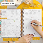 PLANBERRY Large Hourly Schedule Planner Premium – Undated Organizer for Productivity, Time Management & Budget, 8x10.4″ (Onyx Black)