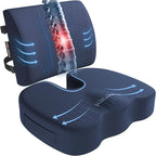 FORTEM Seat Cushion, Office Chair Cushion, Lumbar Support Pillow for Office Chair, Memory Foam Sciatica Coccyx Tailbone Pressure Pain Relief, Car Sitting Pad, Washable Non Slip, XL