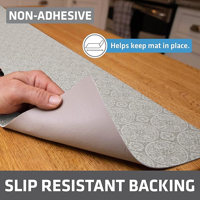 Drymate Premium Luxury Shelf & Drawer Liner, Thick Cushioned Fabric, Non-Adhesive, Absorbent, Waterproof, Slip-Resistant, Liners for Kitchen Cabinets, Cupboards (USA Made)(12”x59”)(2-Pack)(Tan)