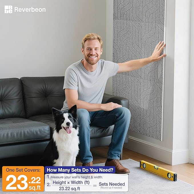 Reverbeon 6 PCS Acoustic Panels, 23.6x23.6 Inch Sound Absorbing Panels, Decorative Acoustic Wall Panels for Recording and Home Studio, Office with Double-Sided Adhesive Tape