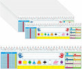 36 PCS Desk Nameplates, Double Sided PET Film Desk Name Tags with Alphabet, Numbers, Fractions, Shapes, Colors and Ruler Erasable & Reusable Traditional Manuscript Name Plate for Classroom (14” x 4”)