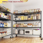 REIBII 75.6" H Storage Shelves Metal Shelving Unit with Wheels 55''W Garage Shelving Heavy Duty Wire Shelves for Storage Rack Adjustable Pantry Shelf Commercial Industrial Shelving,55.5''W X 24" D