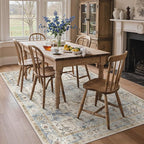 GENIMO 5x7 Area Rugs for Living Room, Machine Washable Rug, Non Slip Indoor Vintage Rug, Low Pile Lightweight Chenille Print Carpet for Bedroom Dining Room Home Office, Mint Sage