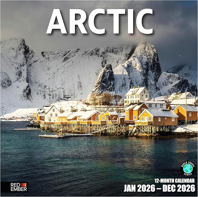 RED EMBER Arctic 2026 Wall Calendar 12 Month | 12" x 24" Open | Thick & Sturdy Paper | Holiday Gift | Travel Calendar 2026