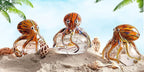 EUSTUMA Hand Blown Glass Octopus Figurine Ornament,Sea Animal Ornament for Fish Tank Aquarium,Sea Animals Collection for Birthday Gift,Glass Office Paperweight for Desk.