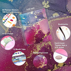CAGIE 2026 planner weekly and monthly: 12 Months Jan 2026 - Dec 2026 Hardcover Yearly Daily Planner 2026 monthly planner 8.5 x 11, Large Spiral Bound Calendar Planner for Women Weekly Agenda with Tabs Stickers, Purple Marble
