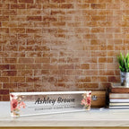 Signs ByLITA Floral Pattern Customized Nameplate | Rustic Rose Personalized Full Color Acrylic Desk Sign