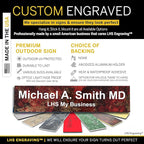 Personalized Name Plate with Choice of Mounting Holders for Walls, Doors, Cubicles, Hanging and More - Custom Gloss Rustico Granite Plastic White Letters - USA Made 2x6 - S2