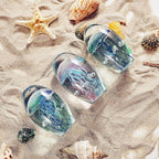EUSTUMA Hand Blown Glass Jellyfish Figurine Ornament,Sea Animal Ornament for Fish Tank Aquarium,Sea Animals Collection for Birthday Gift,Office Glass Paperweight for Desk.