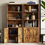 IRONCK Industrial Bookshelves and Bookcases with Doors 11.8 in Depth Floor Standing 5 Shelf Display Storage Shelves Bookcase Home Decor Furniture for Home, Office, Living Room, Bedroom