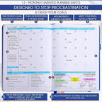 Life Planner - Undated Weekly & Monthly Planner, 12-Month Journey to Increase Productivity | Gratitude Journal, Life Organizer & Goal Journal | Include Foldable Vision Board, Habit Tracker & Stickers