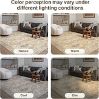 GENIMO 9x12 Area Rugs for Living Room, Machine Washable Non Slip Vintage Rugs, Low Pile Lightweight Print Rug for Bedroom, Dining Room, Home Office, Warm Brown
