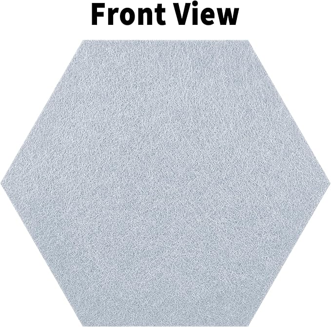 Fwpelt 12'' Medium Hexagon Cork-Bulletin Board Tiles Adhesive 10PCS 12x10 inch Frameless Sticky Corkboard Hex Felt Pin Board for Office-Wall Decor, Removable Hexagonal Tack Pinboard with 30 Pushpins