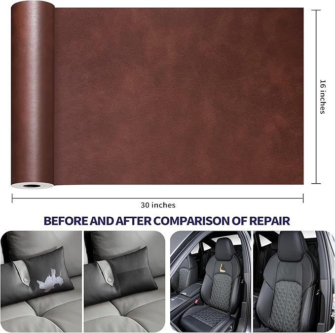 Besezx Leather Repair Patch Tape Kit, Self Adhesive Leather Repair for Furniture, Couch, Sofa, Car Seats,Office Chair,Vinyl Repair Kit.30inx16in