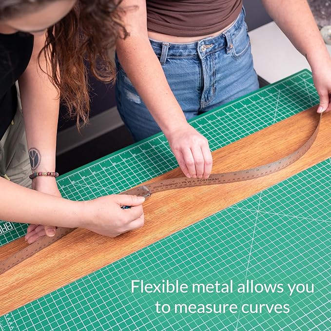 Breman Precision Metal Ruler 12 Inch Cork Back – 10 Pk Stainless Steel Straight Edge, Flexible Non-Slip Metal Ruler with Cork Backing – Imperial & Metric for Crafting, School, Workshop & Home Use