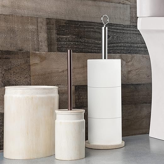 Creative Scents Rustic Luxe Small Bathroom Trash Can 1.53 Gal / 5.8L - Oval Bathroom Garbage Can Bin for Modern Farmhouse Decor - Small Waste Basket for Bathroom and Bedroom