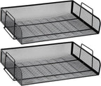 Mind Reader Stackable Paper Tray, Desktop Organizer, File Storage, Office, Metal Mesh, 13.25" L x 9.75" W x 6.25" H, 2 Pcs., Black (Pack of 8)