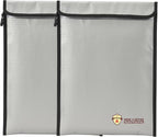 2 Pcs Fireproof Document Bag (15 x 11 inch), Waterproof Fireproof Money Bag for Cash with Zipper, Fire Safe Envelope Bag for Cash, Valuables, Legal Documents
