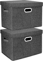 TYEERS Large Storage Bins with Lids, Collapsible, Washable, Fabric Storage Boxes for Organizing, 17.3x11.8x11.4 inches, 2 Pack, Black