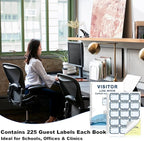 1 Pack of Visitor Badges Log with Carbon Copy Protecting Privacy Pages Visitor Stickers 8.5x11 Inch Visitor Log Book School Church Business Pass Guest Register Book - 225 Badges 30 Memo Pages (1)