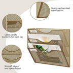 EasyPAG 3 Pocket Mesh Wall File Organizer, Hanging Paper Folder Holder with Classify Label, Vertical Wall Mount Mail Organizer for Office Home Classroom, Gold