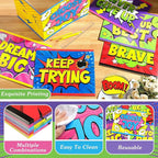 Affrolling 12 Pcs Inspirational Privacy Folders Bulk for Students Cardboard Privacy Boards Desk Divider Panel Waterproof Testing Divider for Classroom Back to School Study Supplies (Hero)