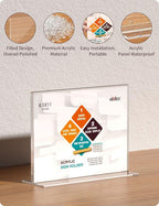 NIUBEE Acrylic Sign Holder 8.5x11 Inches 3 Pack Horizontal, T Shape Double Sided Clear Frames, Plastic Paper Flyer Display Holder, Document Menu Table Stand for Office, Store -Landscape