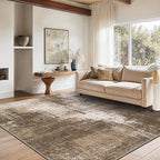 GENIMO Washable Area Rugs for Living Room, 8x10 Vintage Non Slip Rugs, Low Pile Lightweight Soft Print Rug for Bedroom, Dining Room, Home Office, Faded Brown