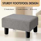 BRIAN & DANY Small Foot Stool Ottoman, Footstool with Legs, Teddy Velvet Foot Rest for Living Room, Bedroom and Office, Grey