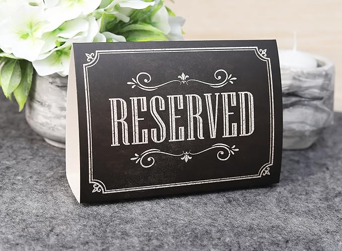 20 Pack Rustic Reserved Table Sign - Reserved Signs For Wedding - Black Chalkboard Reserved Signs - Wedding Accessories - Tent Cards For Reserving Seats & Places - Place Cards for Party