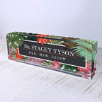 Artblox Personalized Name Plate for Desk | Leaf Flowers Design On Clear Acrylic Glass | Custom Desk Name Plate Personalized with Your Name and Credentials for Teacher Phd Military Office Name Plate