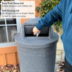 Campus Collection 55 Gallon Round Plastic Heavy Duty Commercial Indoor or Outdoor Trash Can with Push Open Dome Lid and Internal Liner | Great for Schools and Businesses - Light Granite