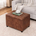 Joveco 24" Leather Storage Ottoman Bench, Rectangle Foot Rest Stool for Living Room, Bedroom, Entryway, Coffee
