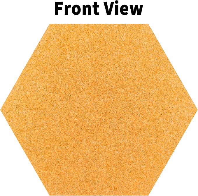 Fwpelt 12'' Medium Hexagon Cork-Bulletin Board Tiles Frameless 10 Pack Adhesive Removable Felt Corkboard Decorative Prayer-Vision Board for Home-Office Wall Decor, Hex Tack Pinboard with 30 Pushpins