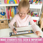 Desk Name Tags for Classroom -25 Student Name Plates for Classroom Kindergarten, Preschool, 1st, 2nd & 3rd Grade, 13x3 Teacher Nameplates for Student Desks, Chalkboard Nametags
