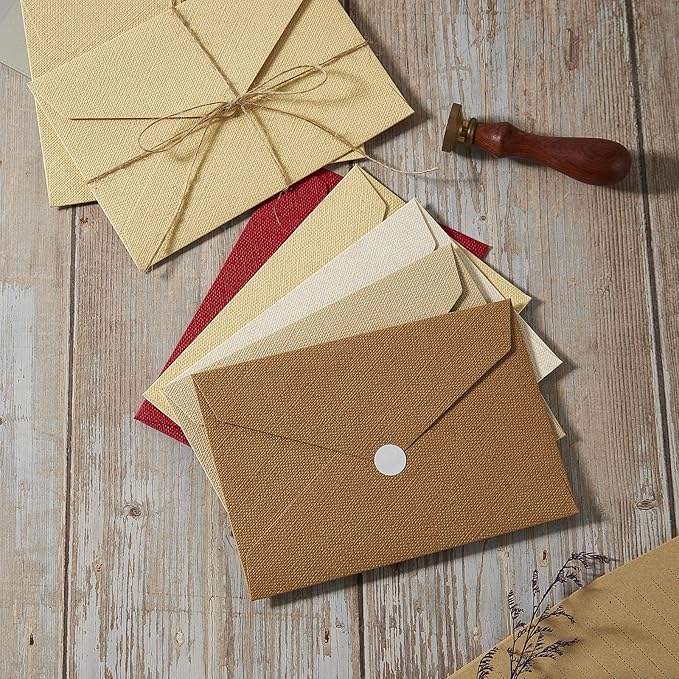 Tuhangcc Stationery Writing Paper and Envelopes Set with Jute Rope 4 X 6 for Writing Letter, (20 Best Paper with 10 Heavyweight envelopes),by Better Gift Office Products (Ivory White)