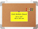 Cork Board Set for Wall - Bulletin Board Corkboard 16 x 12 in with 10 Thumb Tacks - Small Wall Hanging Pin Board Message Board Tack Board Organizer for Home, Office, Desk and Cubicle (16x12 inch)