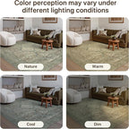 GENIMO 6x9 Area Rugs for Living Room, Machine Washable Non Slip Rugs, Low Pile Lightweight Vintage Print Rug for Bedroom, Dining Room, Home Office, Sage/Blue