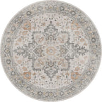 GENIMO 6FT Round Area Rugs for Living Room, Circle Rugs Machine Washable Low Pile, Chenille Non Slip Vintage Rug for Bedroom, Dining Room, Home Office, Light Taupe Brown