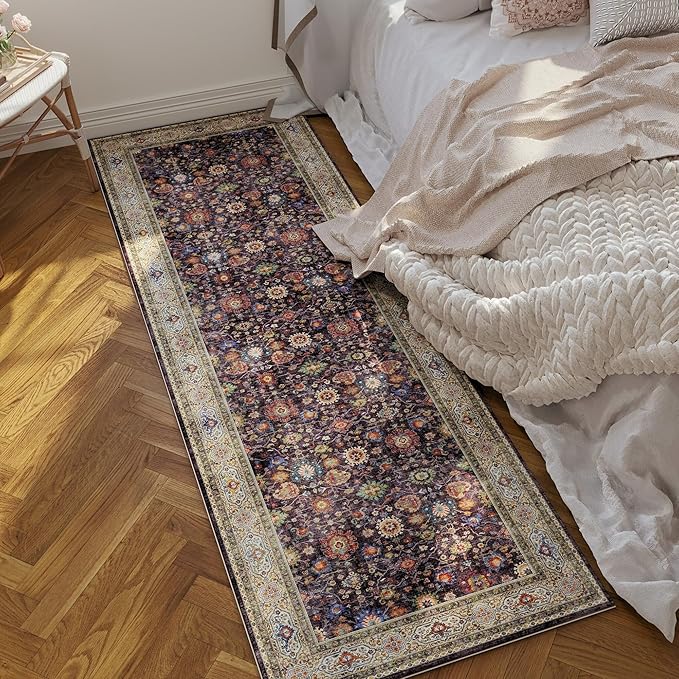Rugcomf Runner Rug for Hallways Kitchen Rug Non Slip 2'6''x8' Washable Rugs with Rubber Backing Soft Carpet Runner for Hallways, Kitchen, Laundry, Bedroom, Bathroom (Dark Espresso)