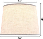 GO&SO Set of 2 Large Oatmeal Linen Drum Lamp Shade - 14"x16"x11" (Spider) - Modern Style Replacement Lampshade for Table, Floor & Bedside Lamps -Handcrafted Natural Linen Lamp Shade -Easy Assembly