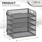 2 Pack Letter Tray 5-Tier Desk Organizer File Paper Holder with Handle, Metal Desktop Document Shelf Tray Office Classroom Organization - Black