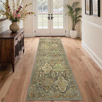 GENIMO Runner Rug 2x7 Machine Washable Non Slip Vintage Hallway Runner Rug, Low Pile Lightweight Rugs for Entryway, Hallway, Kitchen and Corridor, Bronze Olive