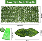 Artificial Ivy Fence Privacy Screen 138x39in, Faux Ivy Wall Privacy Fence, Artificial Hedges with Color-Printed Watermelon Leaves for Outdoor Wall Decor, Garden, Balcony, Patio, Apartment, and Yard