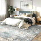 GENIMO Washable Area Rugs for Living Room, 10x14 Modern Non Slip Rugs, Low Pile Lightweight Soft Print Rug for Bedroom, Dining Room, Home Office, Washed Light Blue