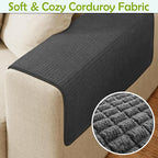 Couch Arm Covers, Waterproof Armrest Cover for Sofa, Armchair, Loveseat, Non-Slip Recliner Arm Covers, Sofa Headrest Covers, Arm Chair Covers Set of 2 (Dark Gray, 26"×26")