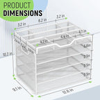 Docnest 5 Tier Mesh Desk Organizer- Letter Tray with Adjustable Compartments, Mesh Desktop Storage Built in Pen Holder and Handles, Desk Organizer Tray for Mail Documents Office Supplies–White