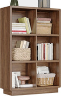 ChooChoo 3-Tier Bookshelf, 6 Cube Storage Organizer, Wooden Bookcase with Storage, Cube Storage Bookshelf for Bedroom and Home Office, Brown Walnut